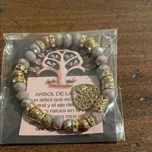 Tree of Life Elegant Gold and Brown Beaded Bracelet